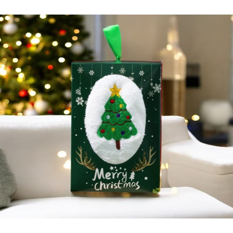 Ręcznik świąteczny 35x35 cm z motywem choinki – dekoracyjny ręczniczek prezentowy