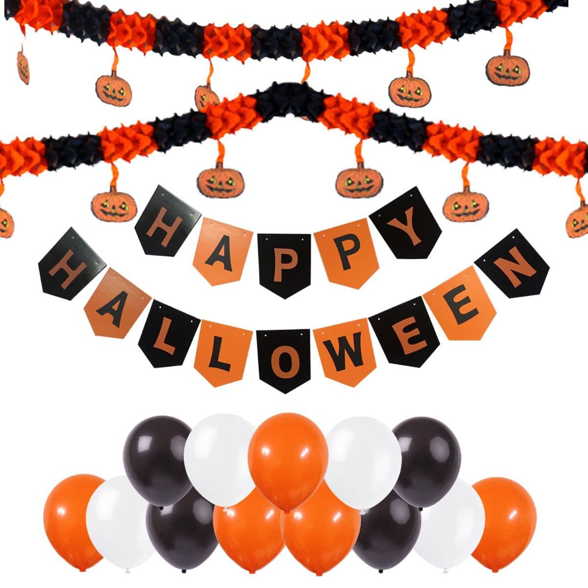 Girlanda papierowa dynie – baner Halloween 3 m
