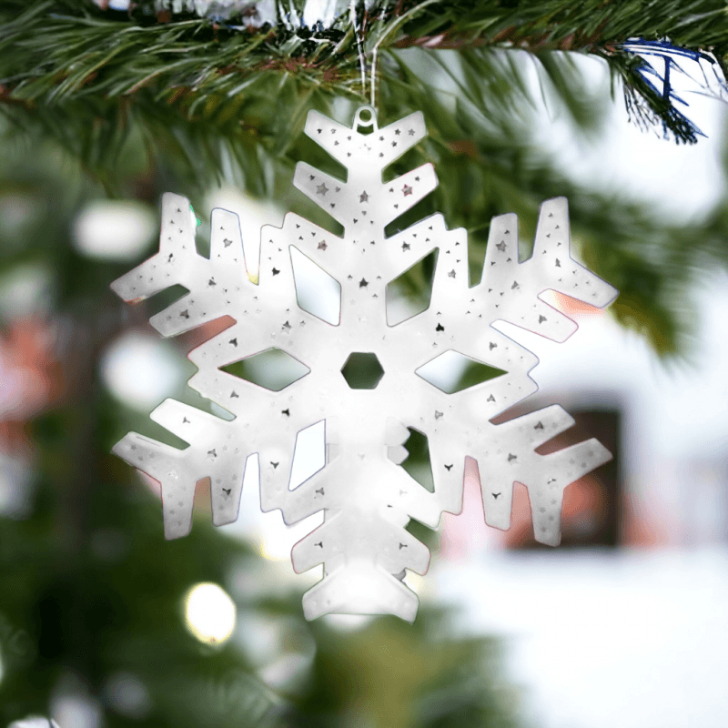 Wisząca ozdoba świąteczna XXL Śnieżynka 40 cm LED biały migający