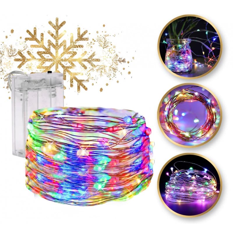 Lampki na druciku 20 LED multikolor – światełka dekoracyjne na baterie