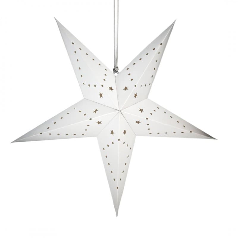 Gwiazda papierowa świąteczna ażurowa biała 35 cm 3D witraż