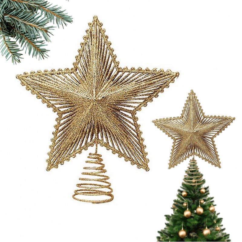 Czubek na choinkę gwiazda złota brokatowa 20 cm – ozdoba świąteczna