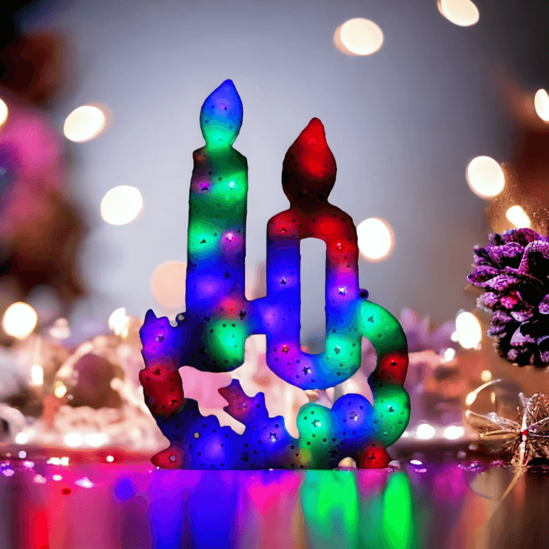 Wisząca ozdoba świąteczna LED świecznik XXL multikolor 41,5x28 cm