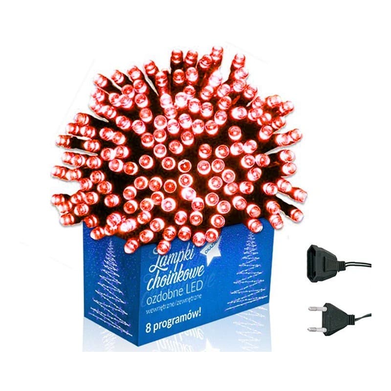 Światełka lampki choinkowe LED 500 czerwone 32m programator